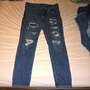 American Eagle Outfitters Women's Ripped Blue Skinny Jeans